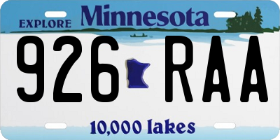 MN license plate 926RAA