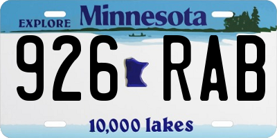 MN license plate 926RAB