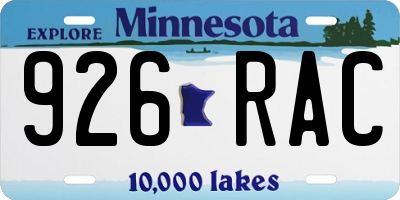 MN license plate 926RAC
