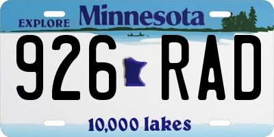 MN license plate 926RAD