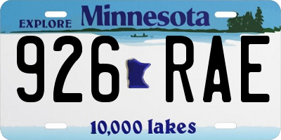 MN license plate 926RAE