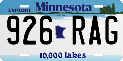 MN license plate 926RAG