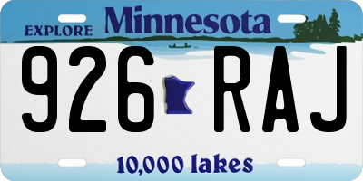 MN license plate 926RAJ