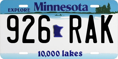 MN license plate 926RAK