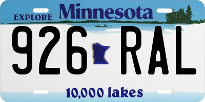 MN license plate 926RAL