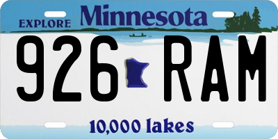 MN license plate 926RAM