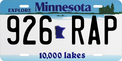 MN license plate 926RAP