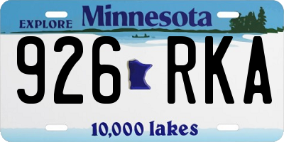 MN license plate 926RKA