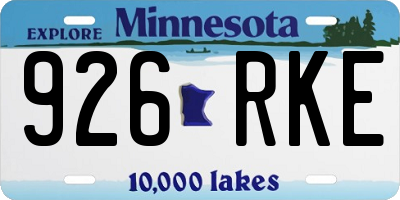 MN license plate 926RKE