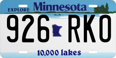 MN license plate 926RKO
