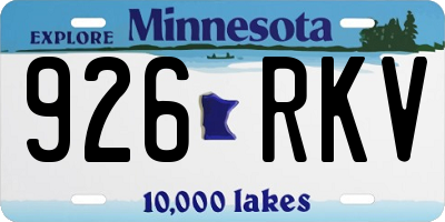 MN license plate 926RKV