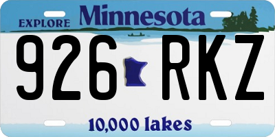 MN license plate 926RKZ