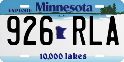 MN license plate 926RLA