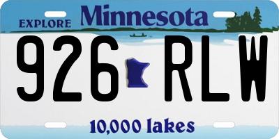 MN license plate 926RLW