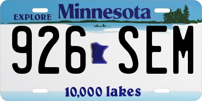 MN license plate 926SEM