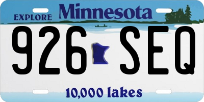 MN license plate 926SEQ