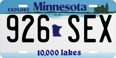 MN license plate 926SEX