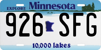 MN license plate 926SFG