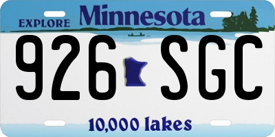 MN license plate 926SGC