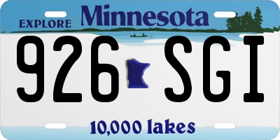 MN license plate 926SGI
