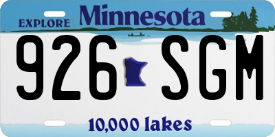 MN license plate 926SGM