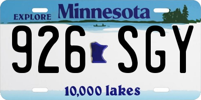 MN license plate 926SGY