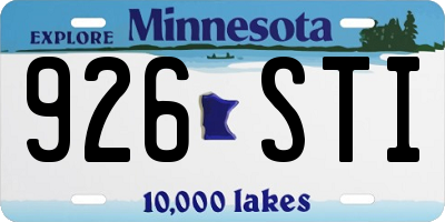 MN license plate 926STI