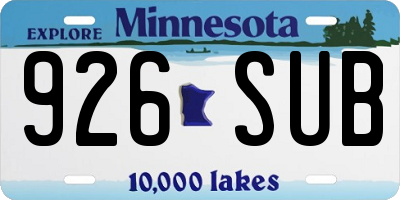 MN license plate 926SUB