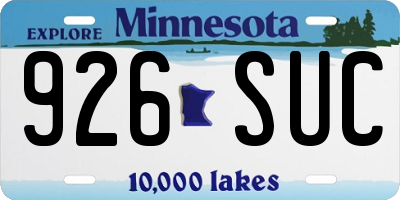 MN license plate 926SUC