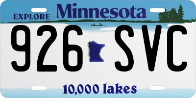 MN license plate 926SVC