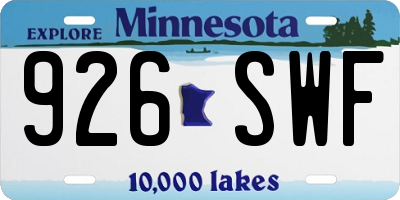 MN license plate 926SWF
