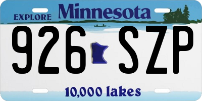 MN license plate 926SZP