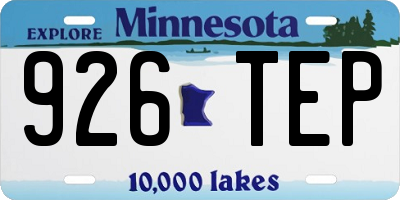 MN license plate 926TEP