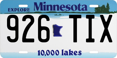 MN license plate 926TIX