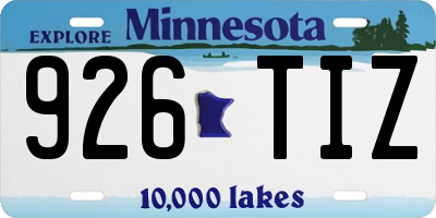 MN license plate 926TIZ
