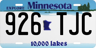 MN license plate 926TJC