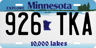 MN license plate 926TKA