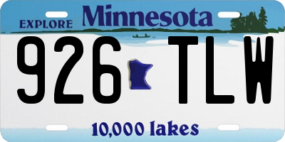 MN license plate 926TLW