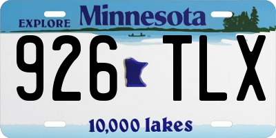 MN license plate 926TLX