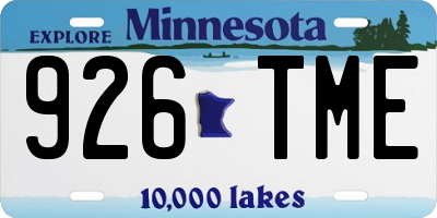 MN license plate 926TME