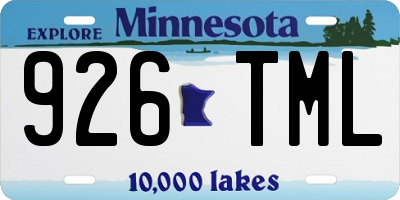 MN license plate 926TML