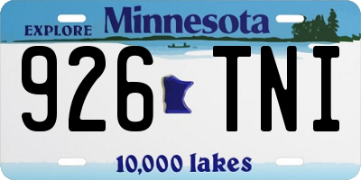 MN license plate 926TNI