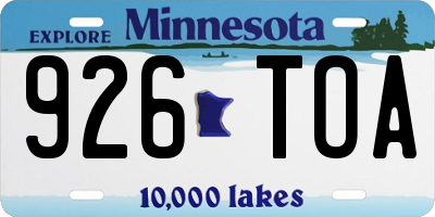 MN license plate 926TOA