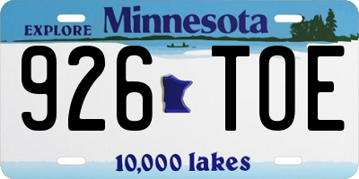 MN license plate 926TOE
