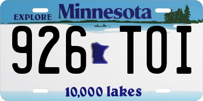MN license plate 926TOI