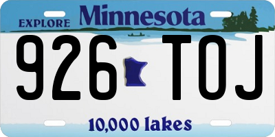 MN license plate 926TOJ