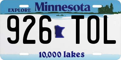 MN license plate 926TOL