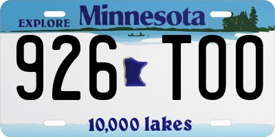 MN license plate 926TOO