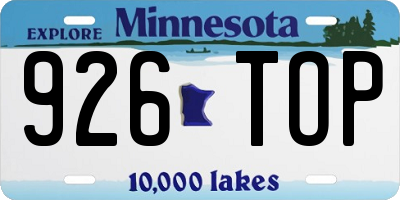 MN license plate 926TOP