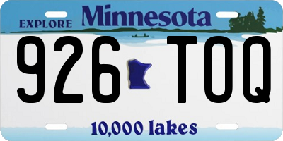 MN license plate 926TOQ